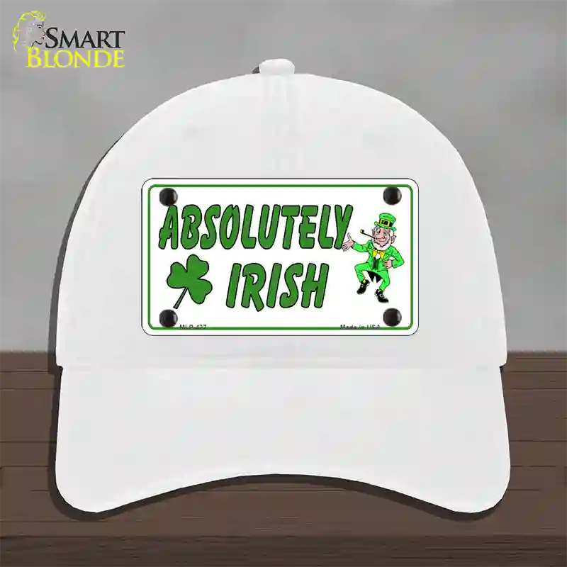 Absolutely Irish Novelty License Plate Hat Unconstructed Cotton / White