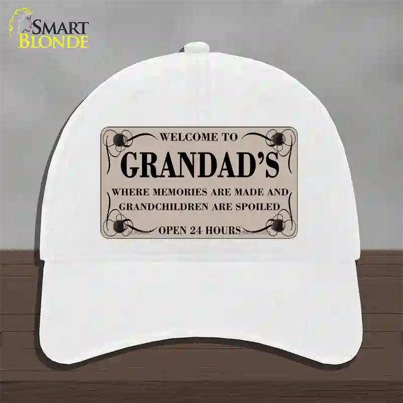 Welcome To Grandads Novelty License Plate Hat Unconstructed Cotton / White