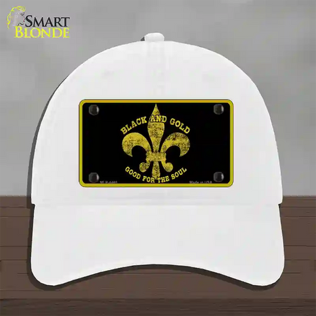 Saints Fleur De Lis Black Novelty License Plate Hat Unconstructed Cotton / White