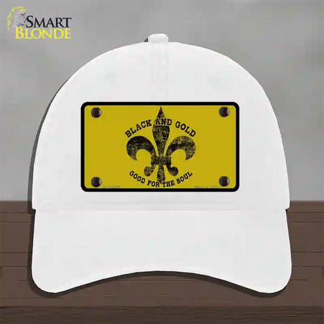 Saints Fleur De Lis Gold Novelty License Plate Hat Unconstructed Cotton / White