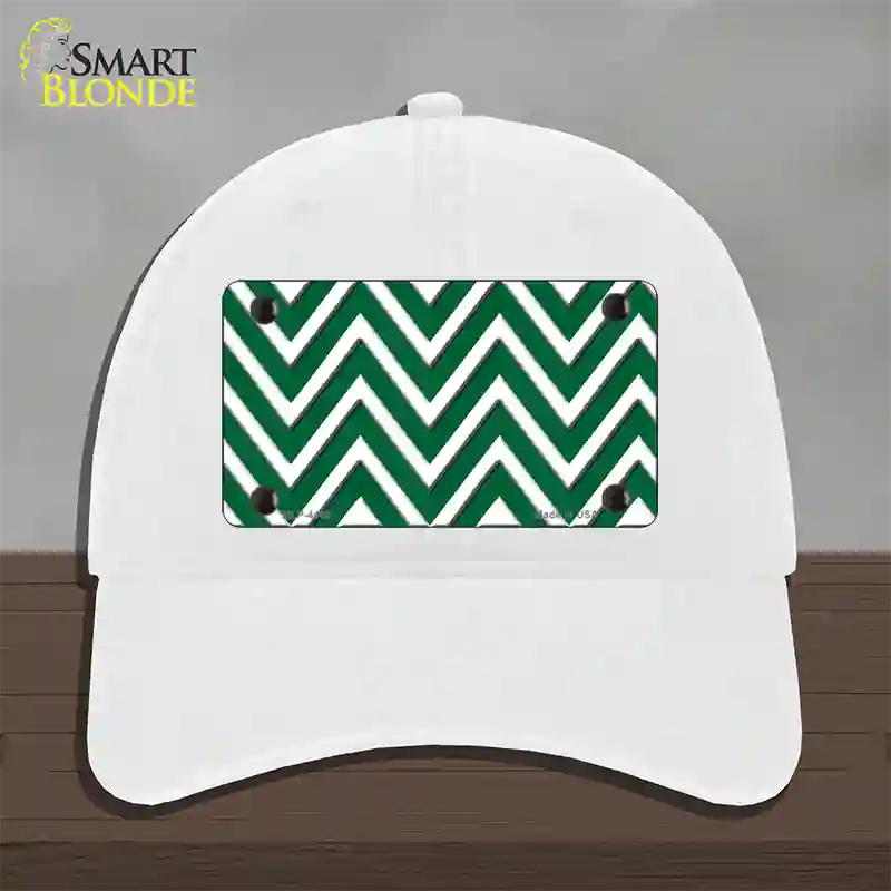 Green White Large Chevron Novelty License Plate Hat Unconstructed Cotton / White