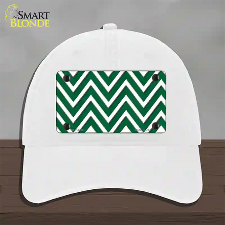 Green White Large Chevron Novelty License Plate Hat Unconstructed Cotton / White