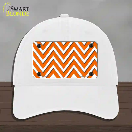 Orange White Large Chevron Novelty License Plate Hat Unconstructed Cotton / White