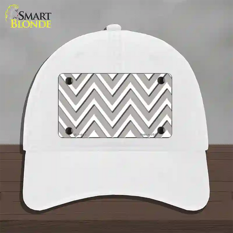 Grey White Large Chevron Novelty License Plate Hat Unconstructed Cotton / White