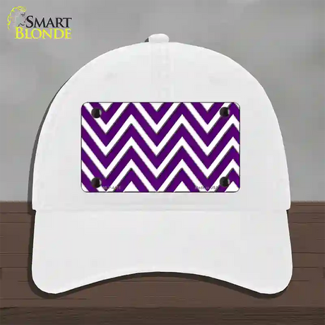 Purple White Large Chevron Novelty License Plate Hat Unconstructed Cotton / White