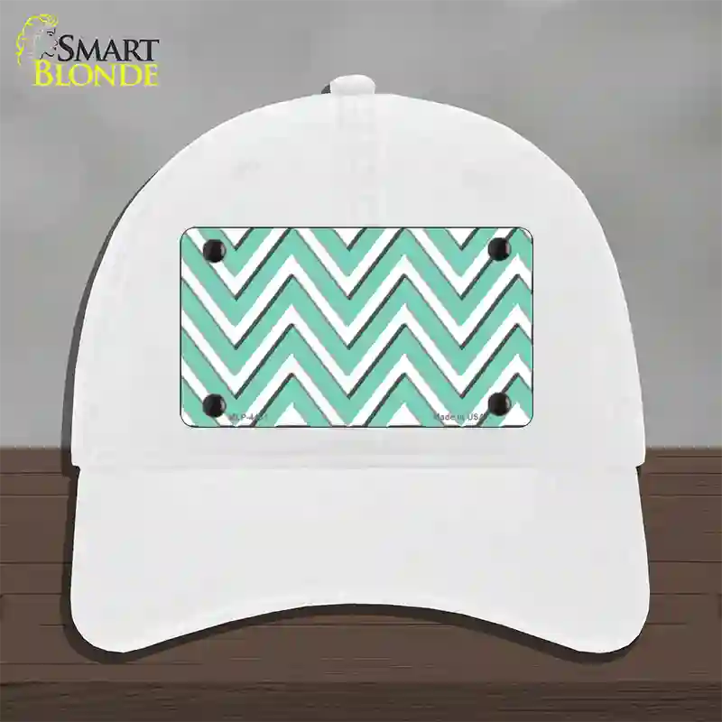 Mint White Large Chevron Novelty License Plate Hat Unconstructed Cotton / White