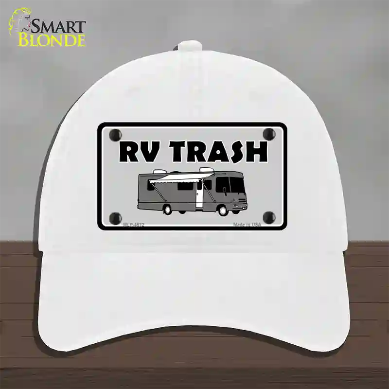 RV Trash Aluminum Automotive Novelty License Plate Hat Unconstructed Cotton / White