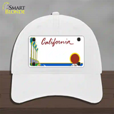 California Palm Trees State Blank Novelty License Plate Hat Unconstructed Cotton / White