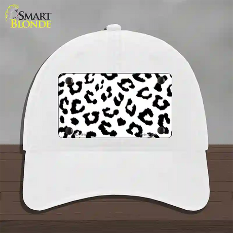 White Black Cheetah Novelty License Plate Hat Unconstructed Cotton / White