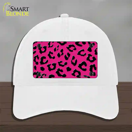 Pink Black Cheetah Novelty License Plate Hat Unconstructed Cotton / White