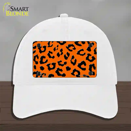 Orange Black Cheetah Novelty License Plate Hat Unconstructed Cotton / White