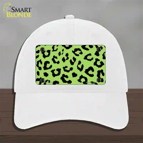 Lime Green Black Cheetah Novelty License Plate Hat Unconstructed Cotton / White