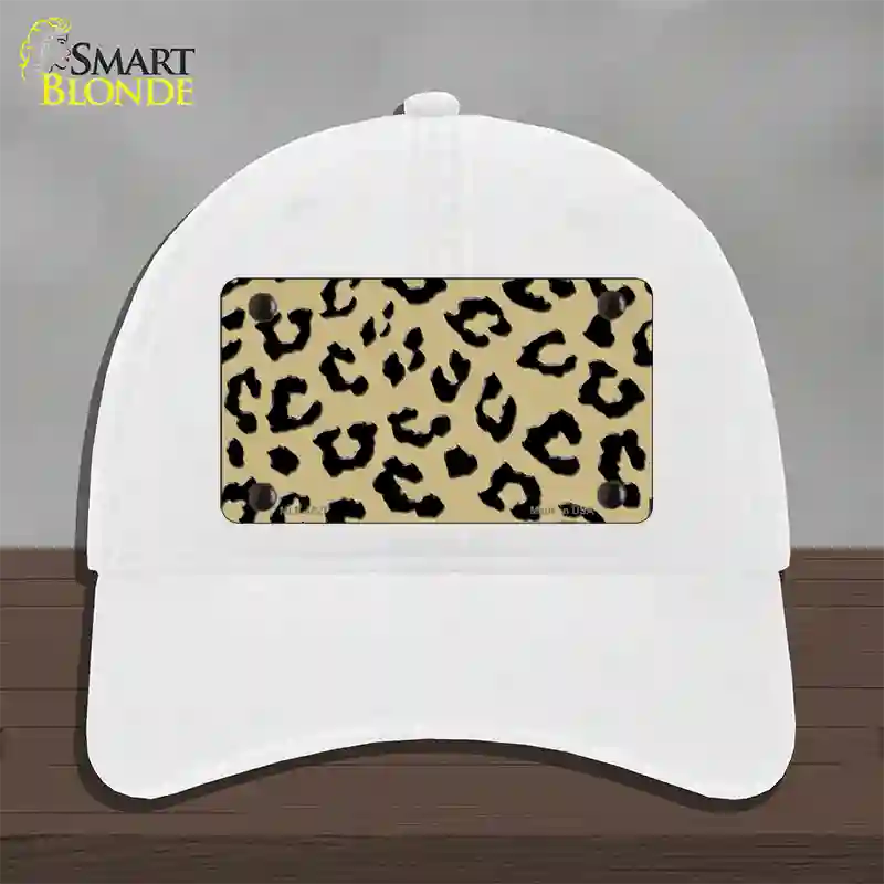 Gold Black Cheetah Novelty License Plate Hat Unconstructed Cotton / White