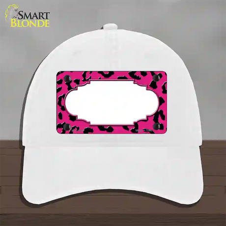 Pink Black Cheetah Scallop Novelty License Plate Hat Unconstructed Cotton / White