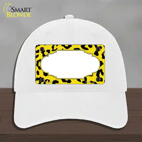 Yellow Black Cheetah Scallop Novelty License Plate Hat Unconstructed Cotton / White