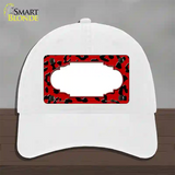 Red Black Cheetah Scallop Novelty License Plate Hat Unconstructed Cotton / White