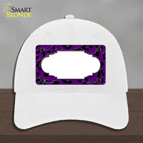 Purple Black Cheetah Scallop Novelty License Plate Hat Unconstructed Cotton / White