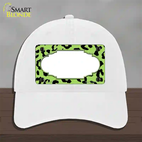 Lime Green Black Cheetah Scallop Novelty License Plate Hat Unconstructed Cotton / White