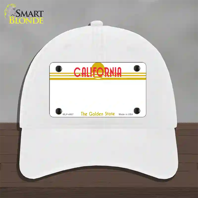 California Golden State Plate State Blank Novelty License Plate Hat Unconstructed Cotton / White