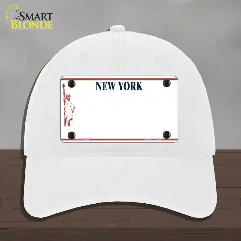 New York State Blank Novelty License Plate Hat Unconstructed Cotton / White