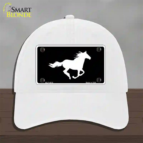 Running Horse Novelty License Plate Hat Unconstructed Cotton / White