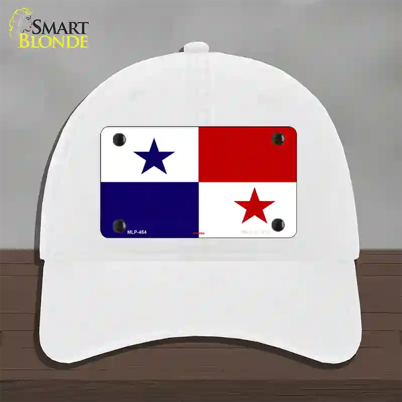 Panama Flag Novelty License Plate Hat Unconstructed Cotton / White