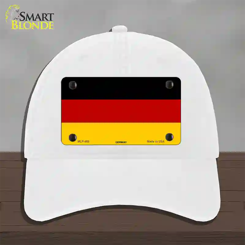 Germany Flag Novelty License Plate Hat Unconstructed Cotton / White