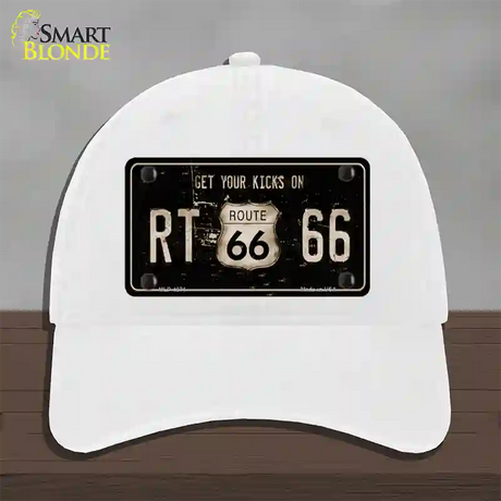 Route 66 Get Your Kicks Novelty License Plate Hat Unconstructed Cotton / White