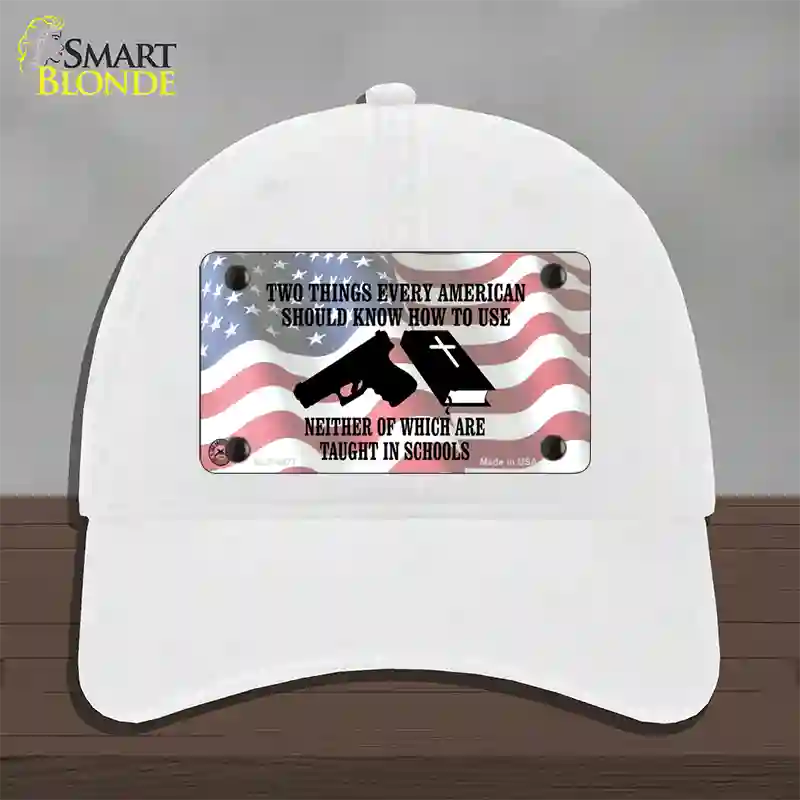 Every American Should Know Novelty License Plate Hat Unconstructed Cotton / White