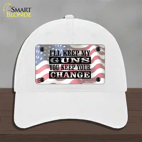 Ill Keep My Guns Novelty License Plate Hat Unconstructed Cotton / White