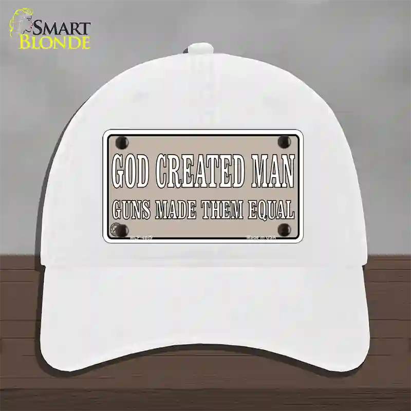 Guns Made Them Equal Novelty License Plate Hat Unconstructed Cotton / White