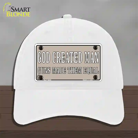 Guns Made Them Equal Novelty License Plate Hat Unconstructed Cotton / White