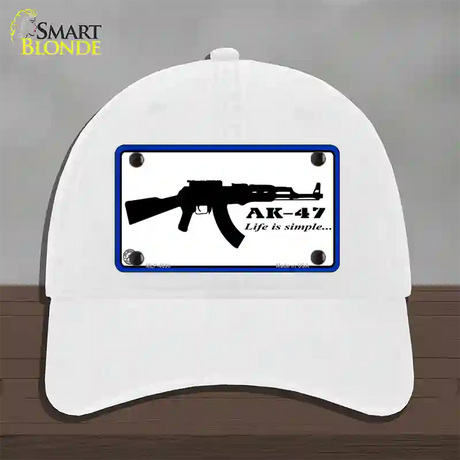 Life Is Simple Novelty License Plate Hat Unconstructed Cotton / White