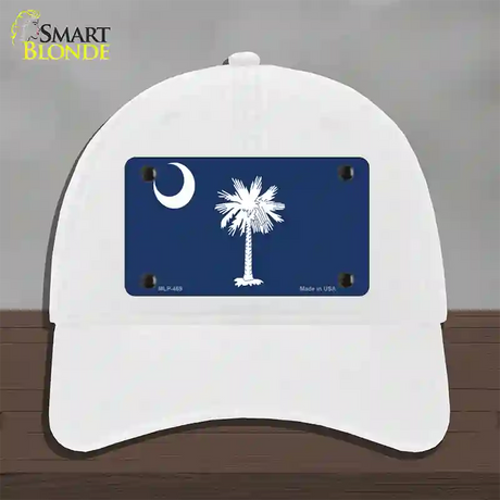 South Carolina State Flag Novelty License Plate Hat Unconstructed Cotton / White