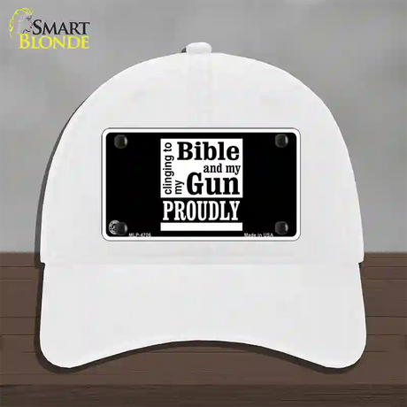 My Bible And My Gun Novelty License Plate Hat Unconstructed Cotton / White