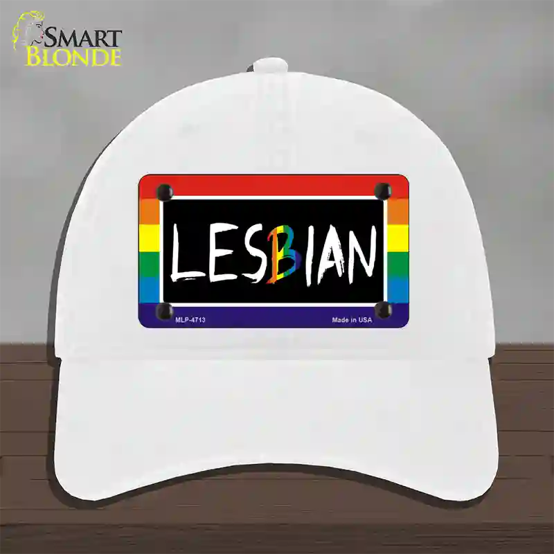 Lesbian Novelty License Plate Hat Unconstructed Cotton / White