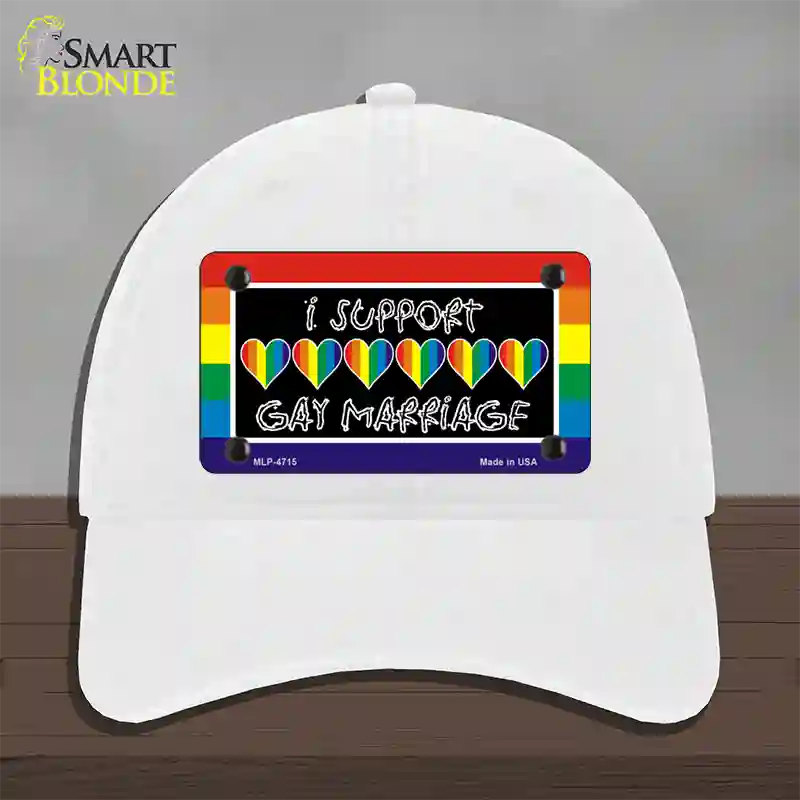 Support Gay Marriage Novelty License Plate Hat Unconstructed Cotton / White