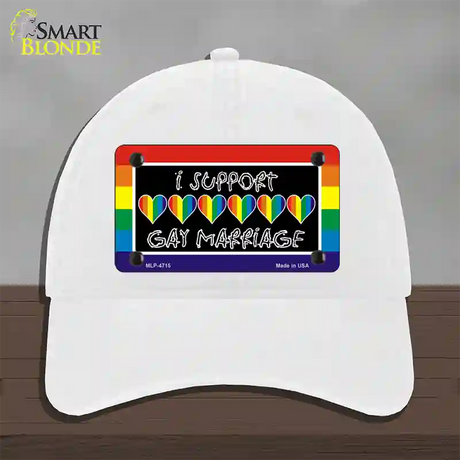 Support Gay Marriage Novelty License Plate Hat Unconstructed Cotton / White