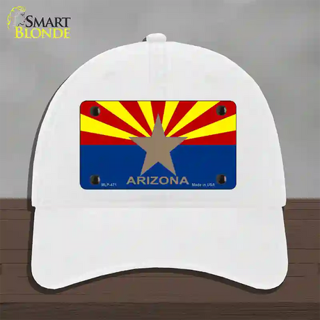 Arizona State Flag Novelty License Plate Hat Unconstructed Cotton / White