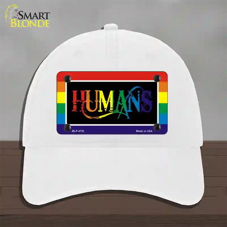 Humans Novelty License Plate Hat Unconstructed Cotton / White