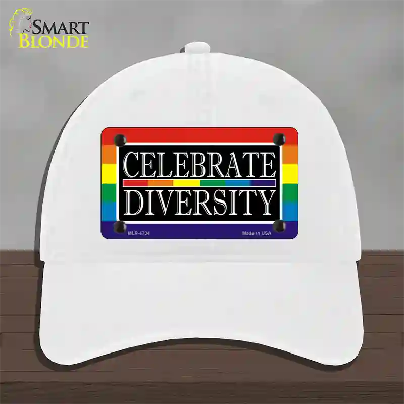 Celebrate Diversity Novelty License Plate Hat Unconstructed Cotton / White