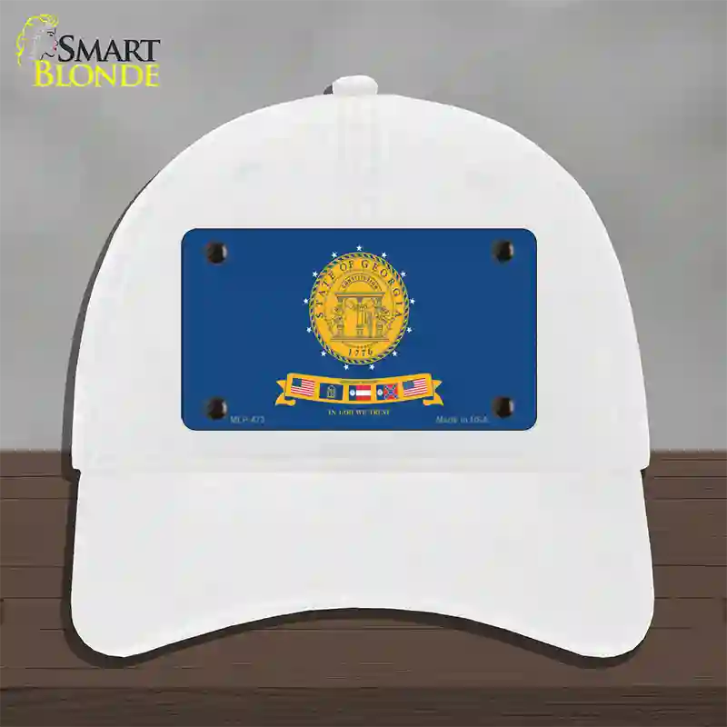 Georgia State Seal Novelty License Plate Hat Unconstructed Cotton / White