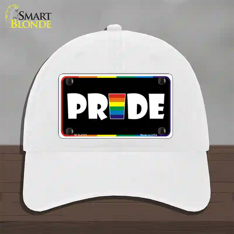 Pride Novelty License Plate Hat Unconstructed Cotton / White