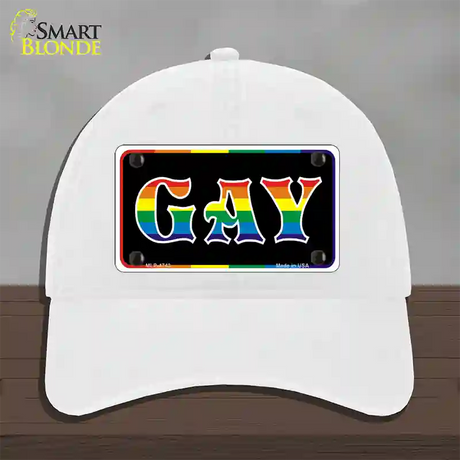 Gay Novelty License Plate Hat Unconstructed Cotton / White