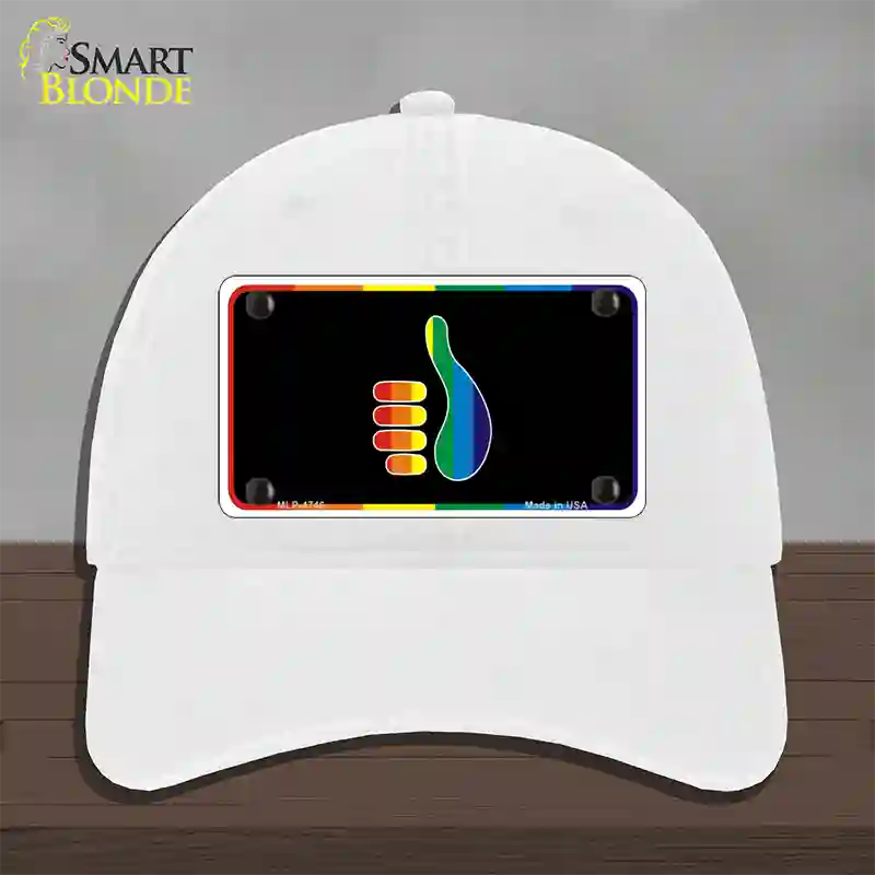 Thumbs Up Novelty License Plate Hat Unconstructed Cotton / White