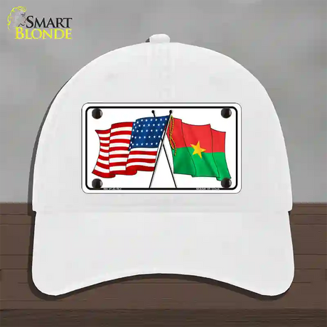 United States Burkina Faso Crossed Flags Novelty License Plate Hat Sign Unconstructed Cotton / White