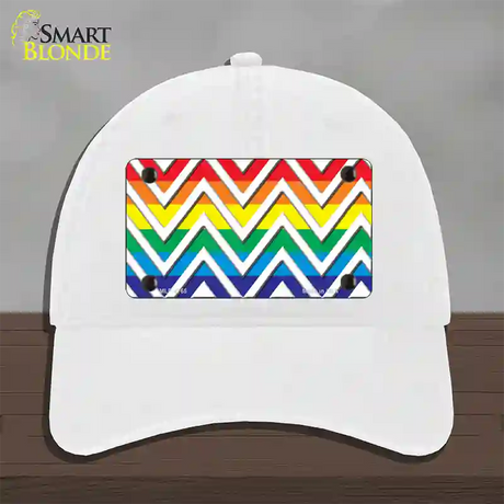 Rainbow White Chevron Novelty License Plate Hat Unconstructed Cotton / White