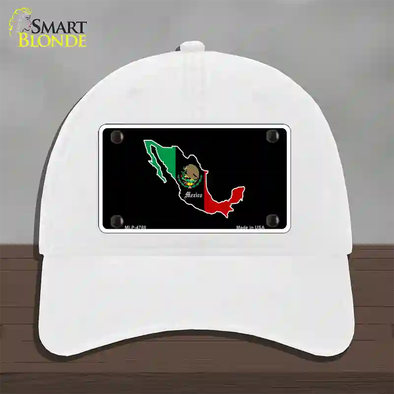 Mexico Outline Novelty License Plate Hat Unconstructed Cotton / White