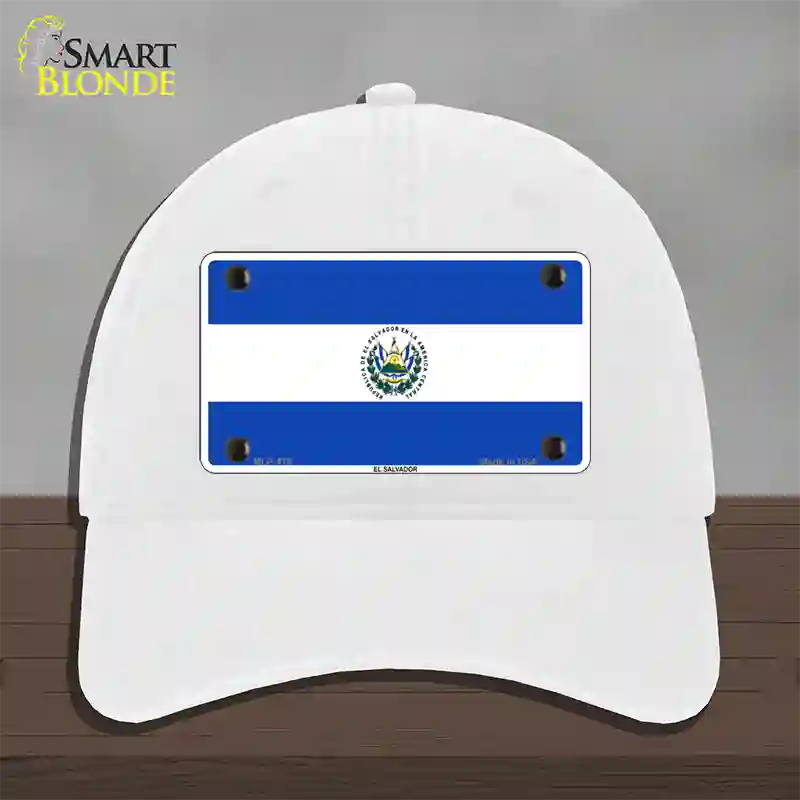 El Salvador Flag Novelty License Plate Hat Unconstructed Cotton / White