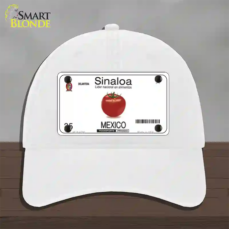 Sinaloa Mexico Novelty License Plate Hat Unconstructed Cotton / White